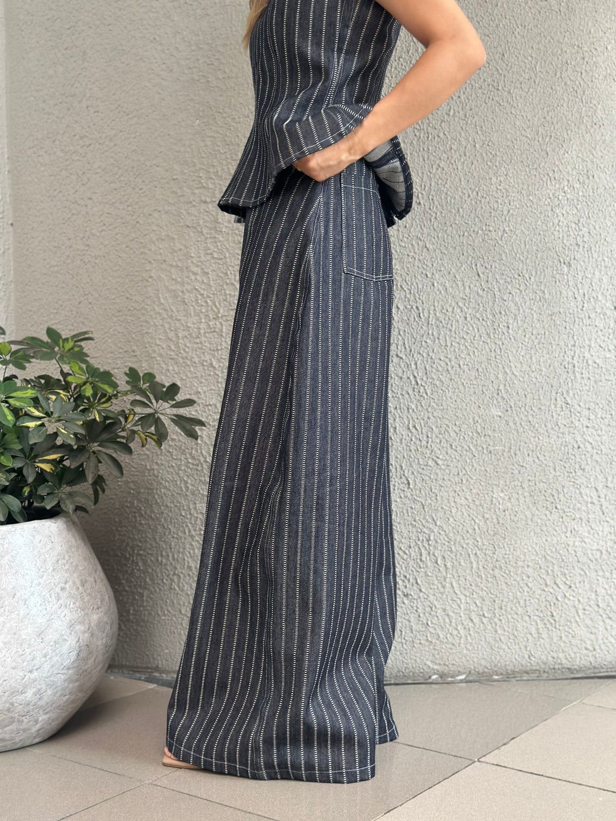 Jean Milano Palazzo - Azul Rayas